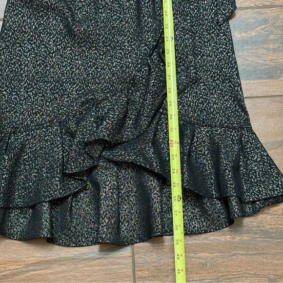 Calvin Klein Faux Wrap Dress Black Metallic Ruffle Hem Stretch Dress Sz 6 NWT - Picture 7 of 11